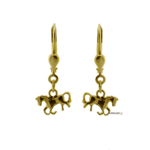 Gold Ohrringe, Pferde als Ohrhänger 585er Gold