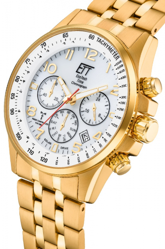 ETT EcoTechTime Funk-Solar Uhr Chronograph Professional EGS-11614-42MS Goldfarben