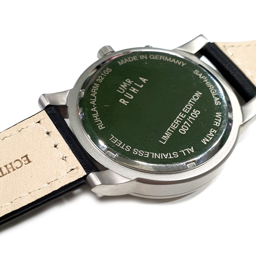 UMR Ruhla Herren Armbanduhr 32105 Alarm, Großdatum, Ronda-Werk Edition