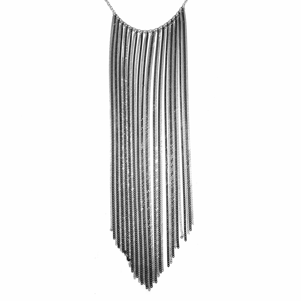 JOOP Damen Collier JPNL90494A420 925-Silber schwarz-silber 50cm Halskette