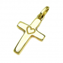 Gold Anhänger Kreuz mit Herz aus 333 Gelbgold